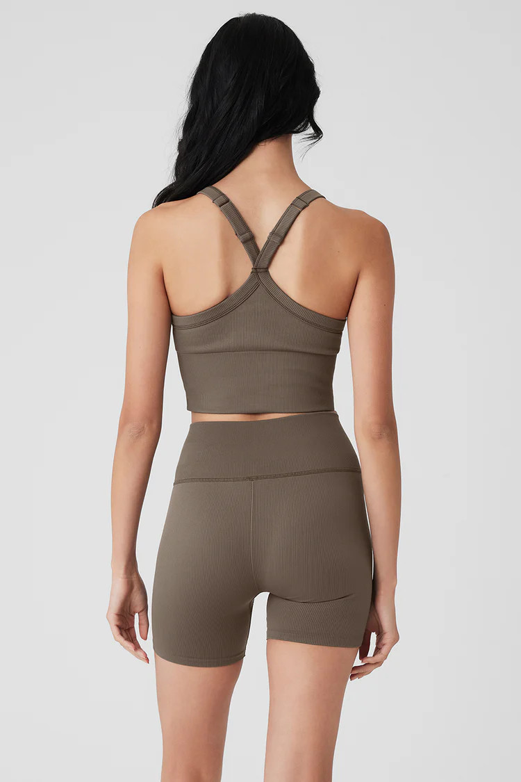 Seamless Ribbed Favorite Bra Tank - Olive Tree | Alo Yoga (US)