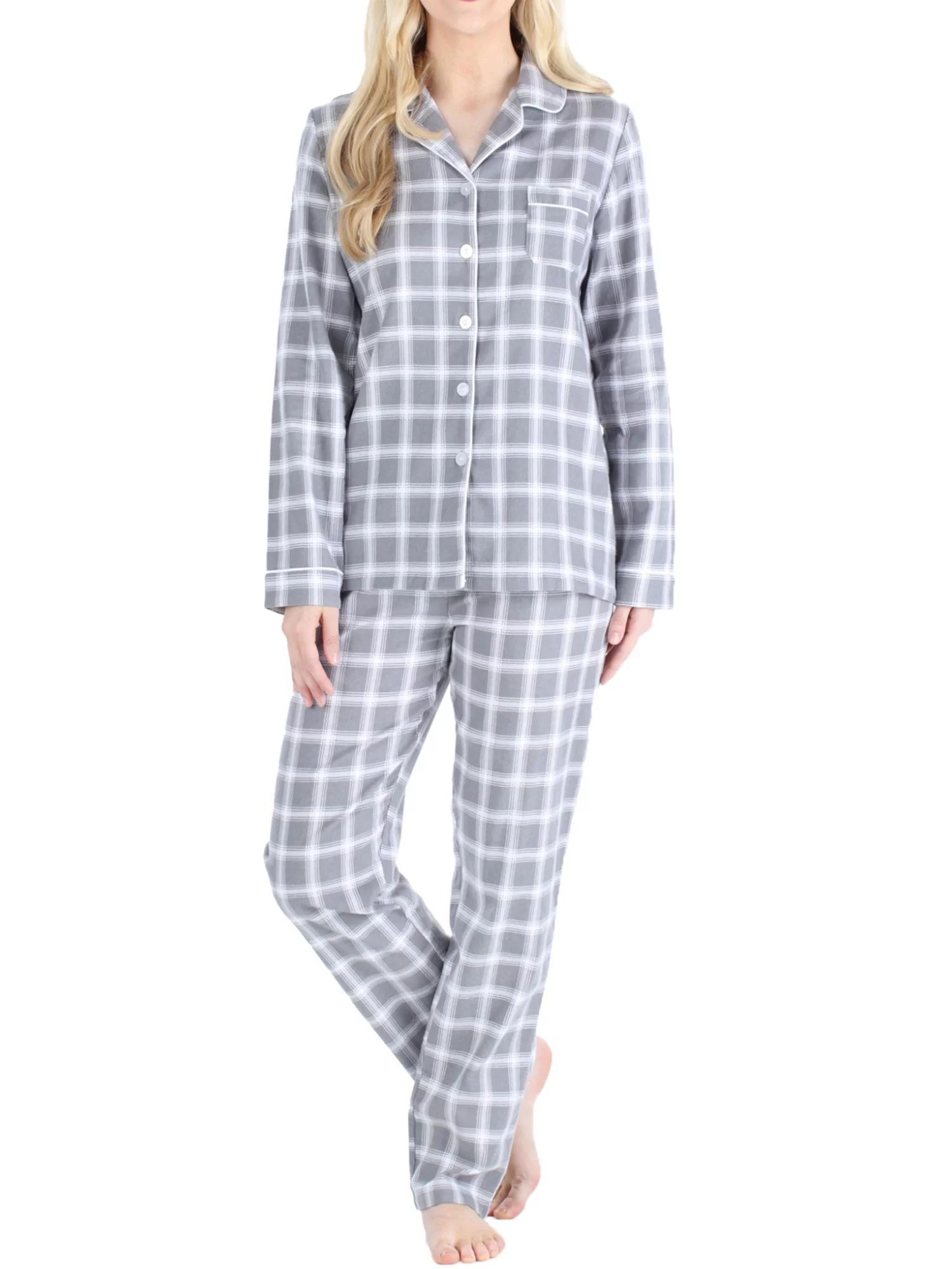 PajamaMania Women and Women's Plus Long Sleeve Pajama, 2-Piece Female Pant Set | Walmart (US)