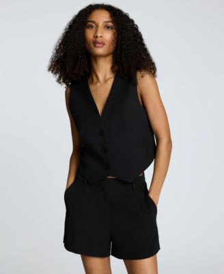 Kenneth Cole Women's Luxe Twill Three-Button Vest - Oyster | Macy's