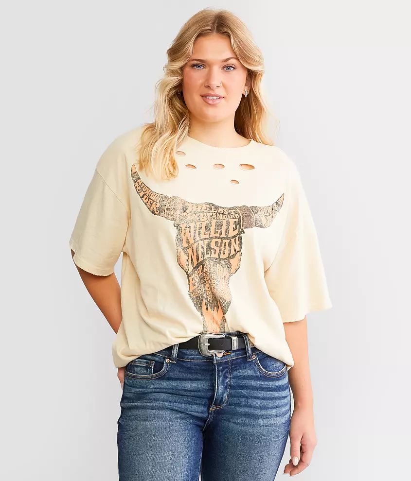 Willie Nelson Destructed Band T-Shirt | Buckle