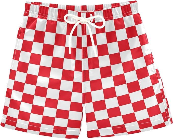 Boys Swim Trunks Black White Buffalo Check Plaid Toddler Swim Shorts Bathing Suit Swimsuit Toddle... | Amazon (US)