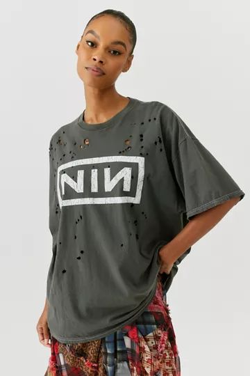 Nine Inch Nails The Fragility Tour Distressed T-Shirt Dress | Urban Outfitters (US and RoW)