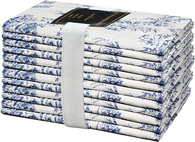 COTTON CRAFT Cloth Napkins - Set of 12-100% Cotton Reusable Napkin - Country French Toile Dinner ... | Amazon (US)