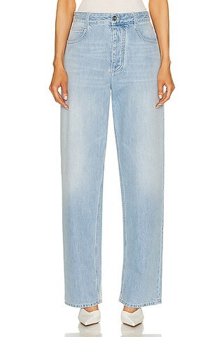 Bottega Veneta Wide Leg Jeans in Light Bleach - Denim-Light. Size 40 (also in ). | FWRD 