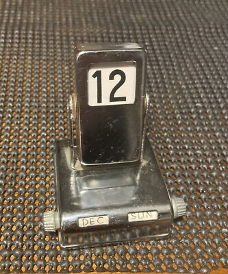 Vintage Perpetual Metal Desk Flip Calendar - Japan - Chrome Metal - Works Great! | eBay US