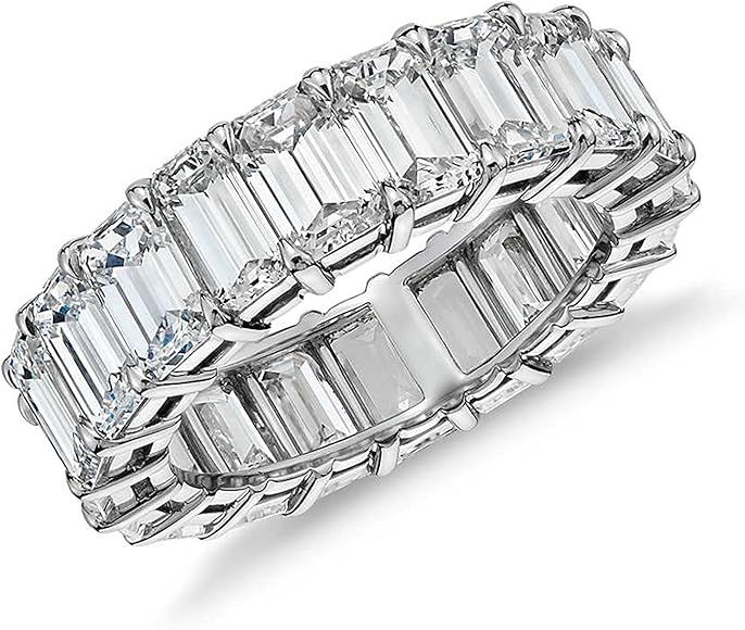 Emerald Cut Eternity Band Cz Ring - Beautifully Crafted Eternity Ring with Emerald Cut Cz Stones | Amazon (US)