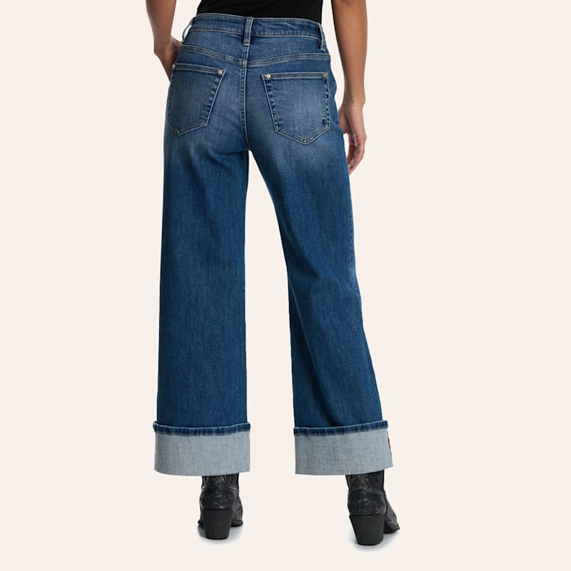 Rockin' C Women's Dark Wash Wide Trouser Leg Jeans | Cavender's