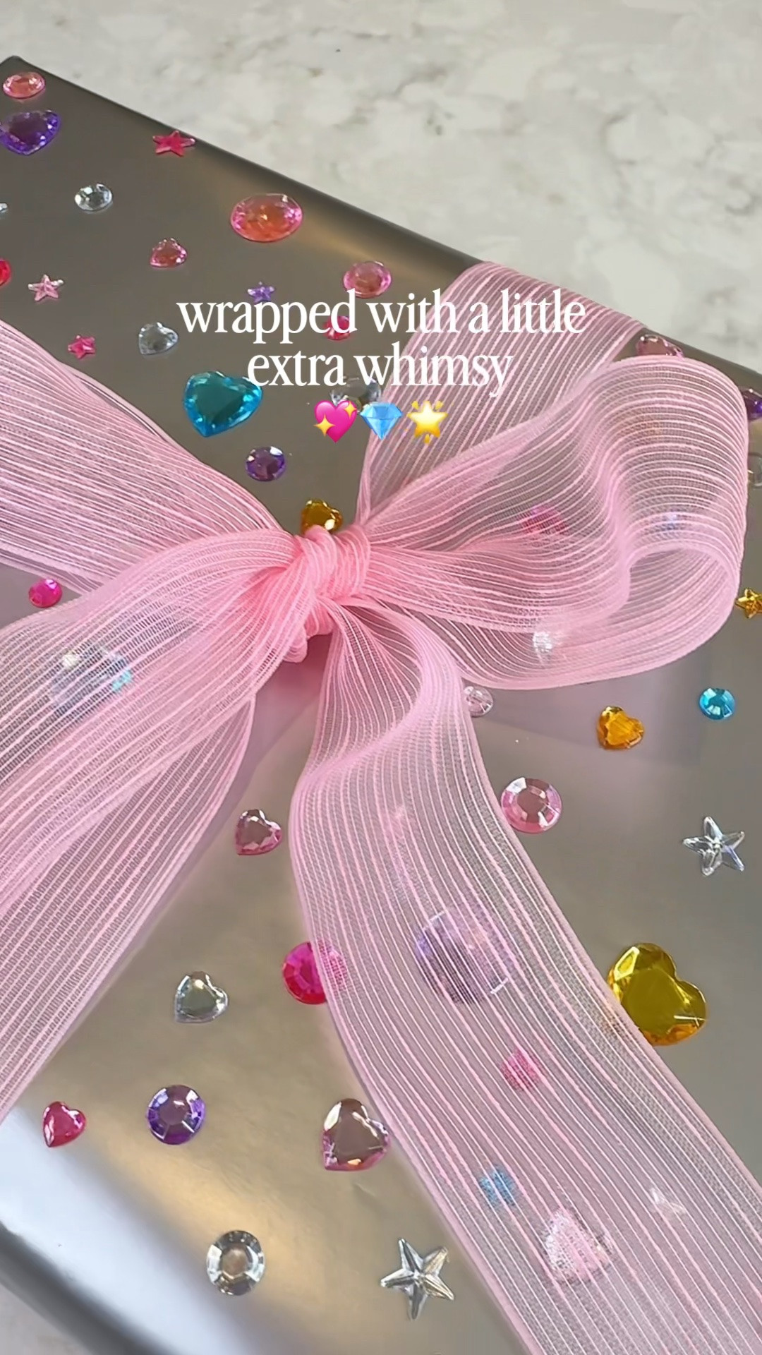 Gem covered gift wrap 💖 Add a little whimsy to your next gift! 🎁✨