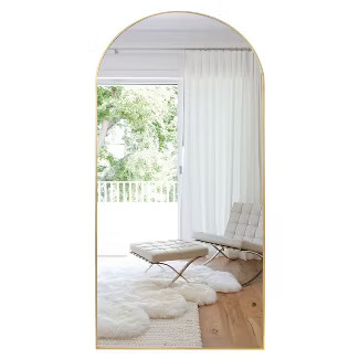 Muselady 70" Height x 23.5" Width Glam Style Gold Finish Oversize Arch-Crowned Top  Dressing Mirr... | Target