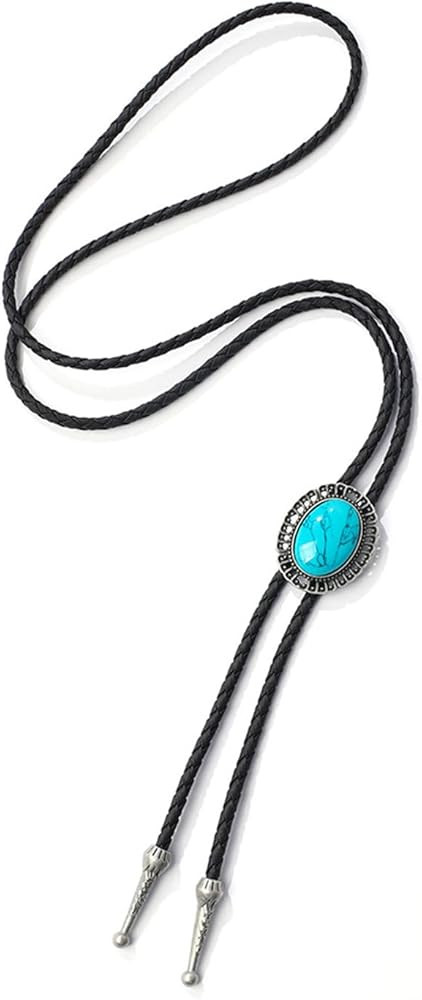 Metal Turquoise Bolo Tie Pattern Flower Necktie For Shirt Jeans Western Necklace Braided Shoestri... | Amazon (US)