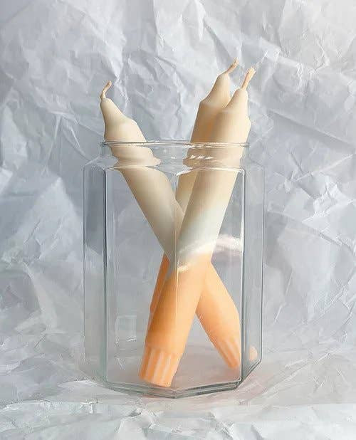 Set of 3 Orange & Cream Dip Dye Candles | Thimblepress