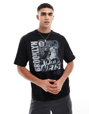 New Era Brooklyn Nets graphic front t-shirt in black | ASOS (Global)