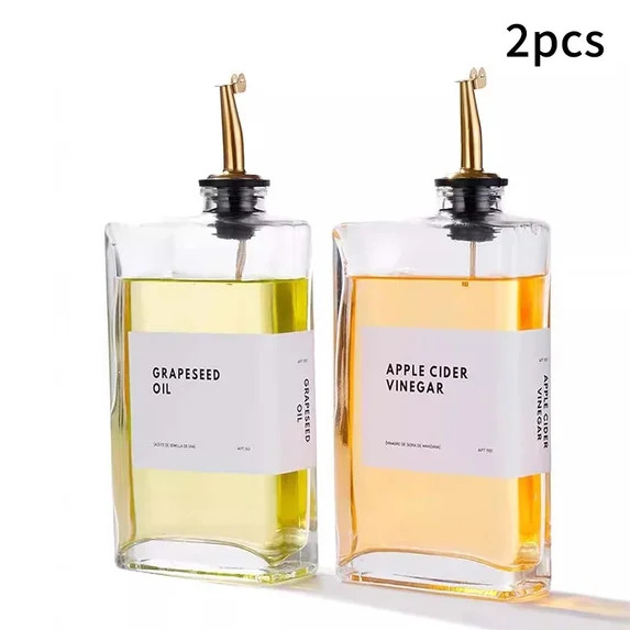 Olive x2 Oil Dispenser Glass Bottle 500ml for Kitchen. Golden Weighted Pourer 2.1"W x 6.5"H | Walmart (US)