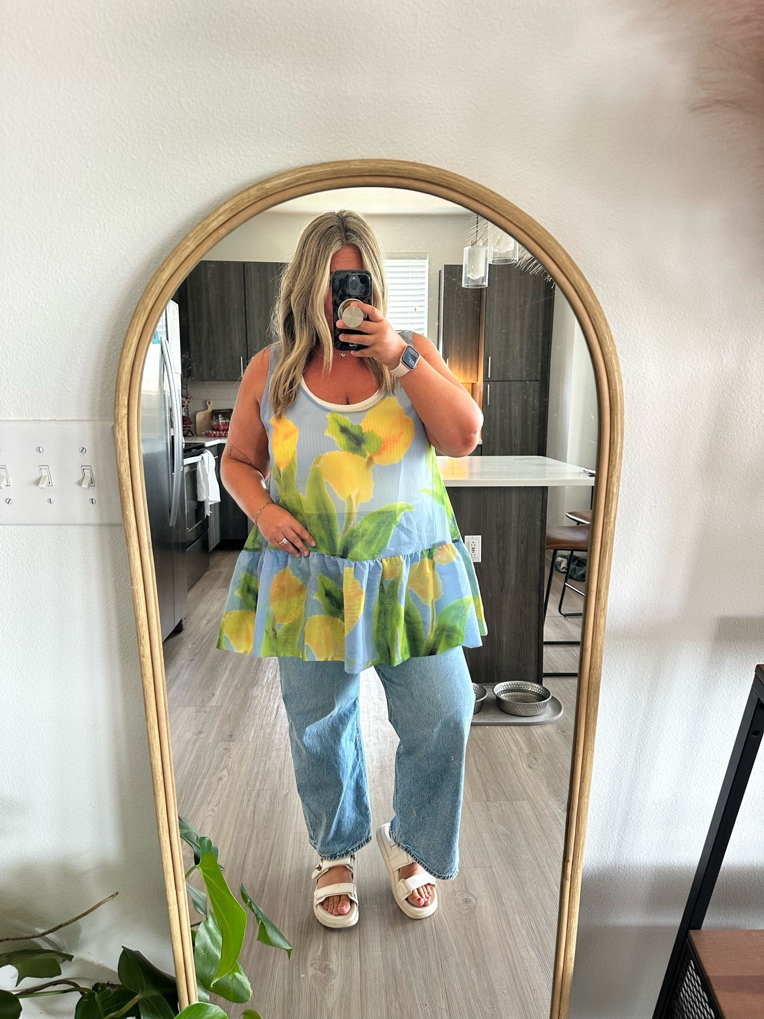 Ootd! Tank top large, tunic large (sold out at Anthro), AE jeans 14