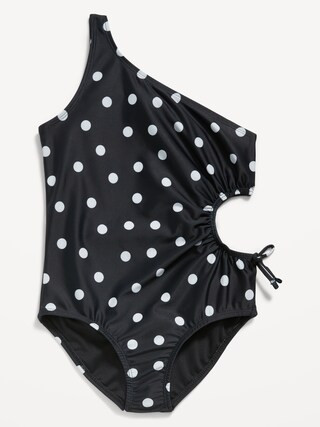 Printed One-Shoulder Side-Cutout One-Piece Swimsuit for Girls | Old Navy (US)