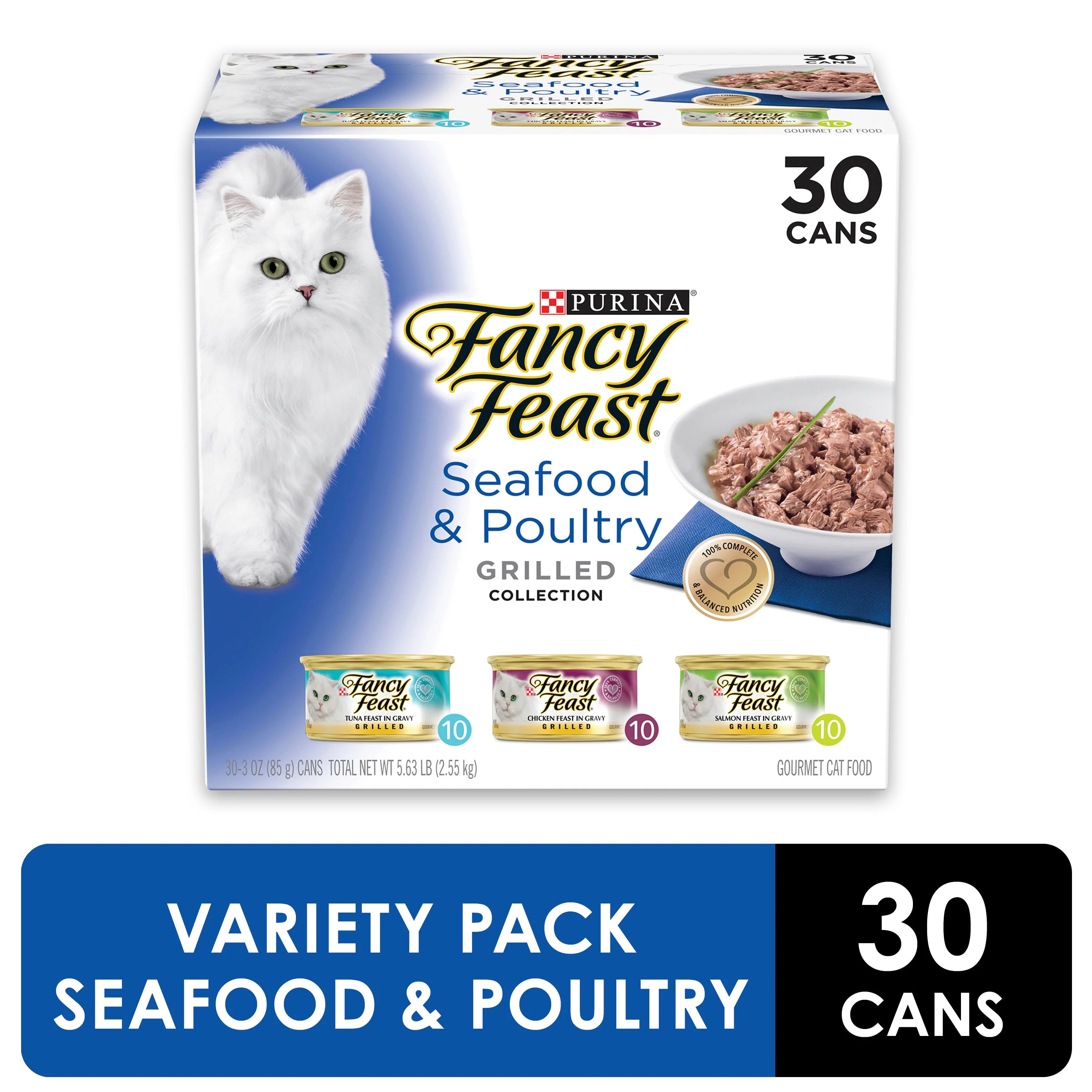 (30 Pack) Fancy Feast Grilled Gravy Wet Cat Food Variety Pack, Seafood & Poultry Grilled Collecti... | Walmart (US)