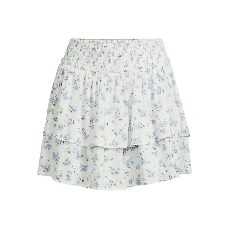 No Boundaries Women’s Floral Tier Mini Skirt, Sizes XS-3XL - Walmart.com | Walmart (US)