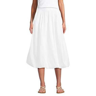 Lands' End Women's Poplin High Rise Bubble Hem Midi Skirt - Small - White | Target