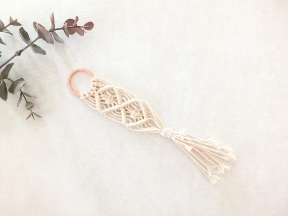 Schlüsselanhänger // Macrame Baumwolle natur | Etsy (DACH)