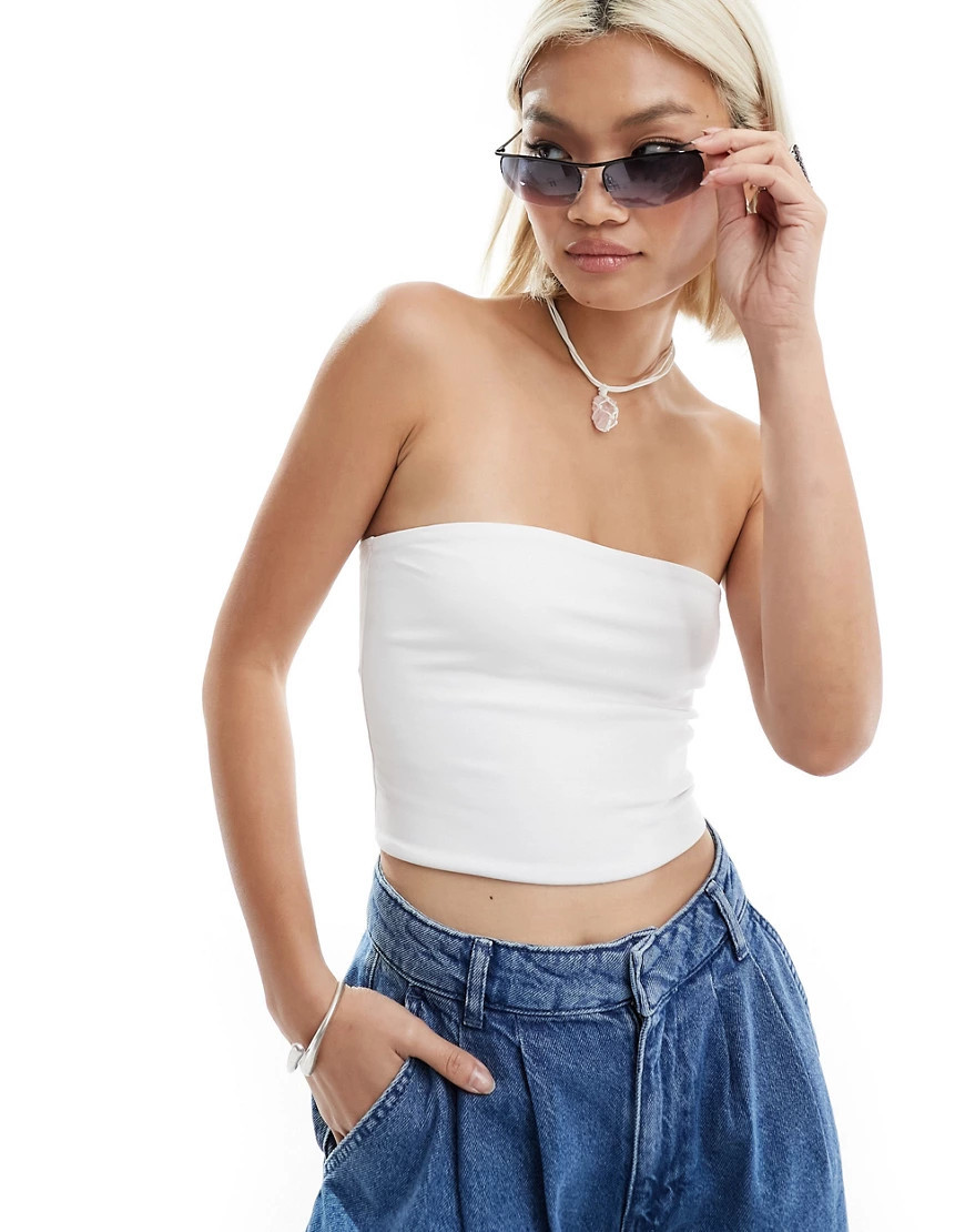 Monki strapless top in white | ASOS (Global)