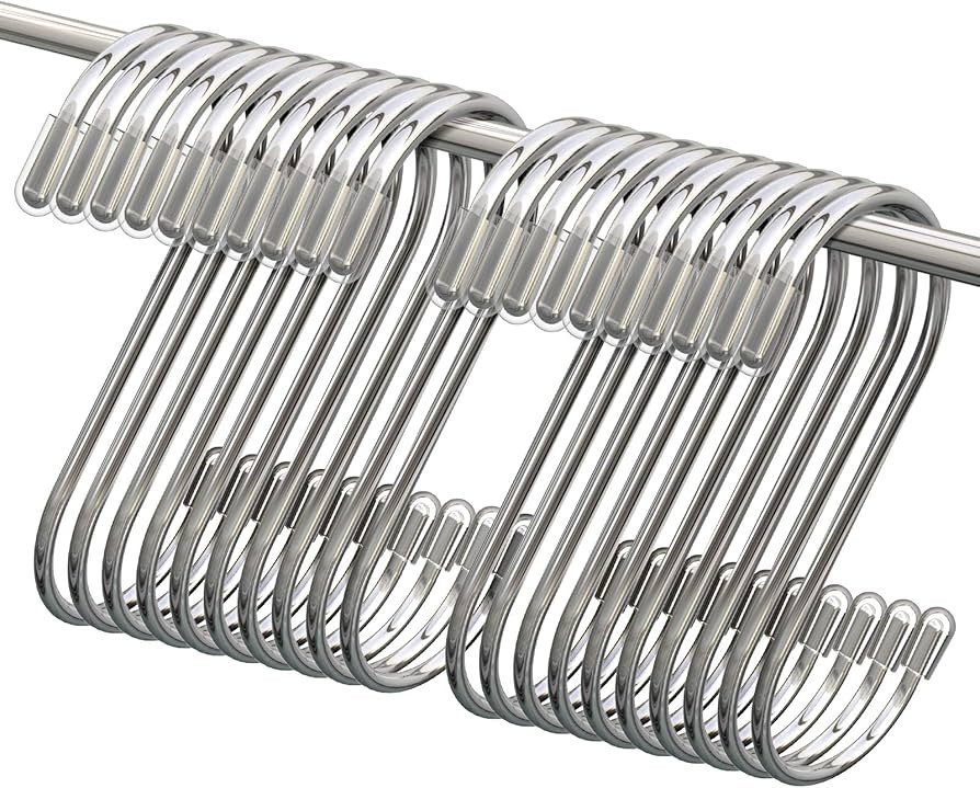 Myfolrena 20 Pack S Hooks for Hanging, 3.4 Inch Metal S Shaped Hook Heavy Duty Hanging Hooks for ... | Amazon (US)