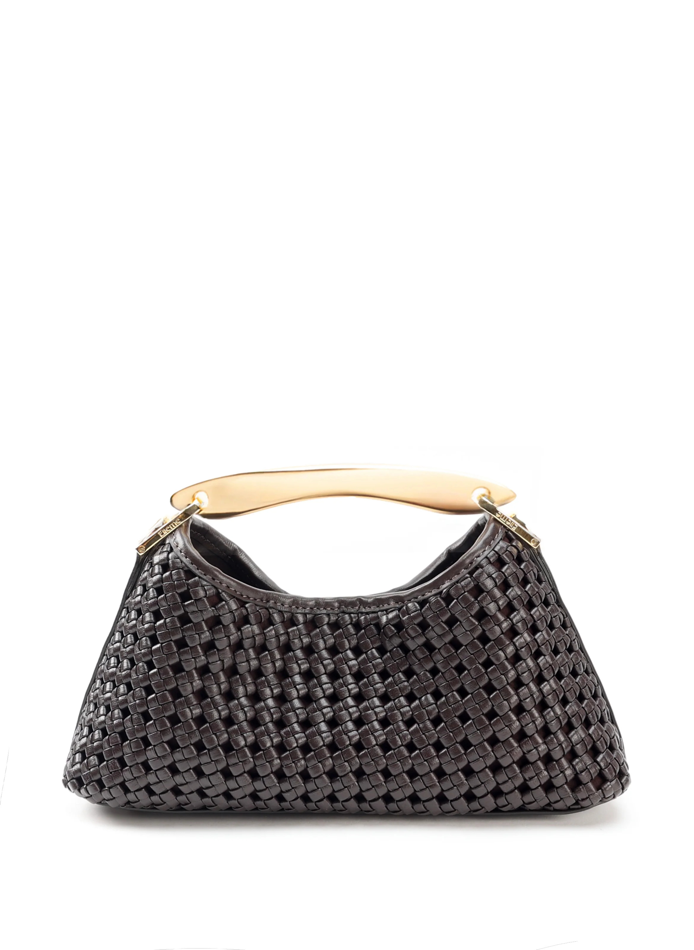 Mini Boomerang Woven Leather Dark Brown | Elleme