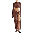 Women's Swimsuits Cover Ups Set for Crochet Bathing Suit Hollow Out 2 Piece Bikini Coverup Beach ... | Amazon (US)