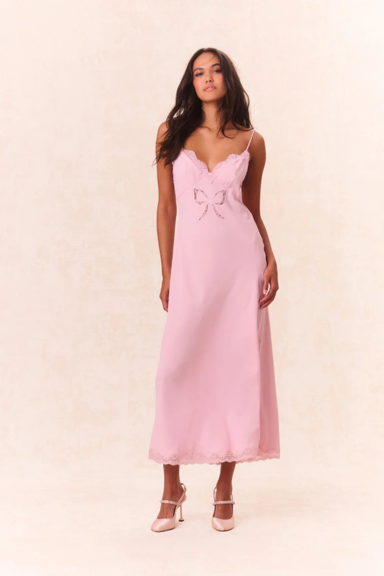 Manuela Bow Slip Maxi Dress | LoveShackFancy