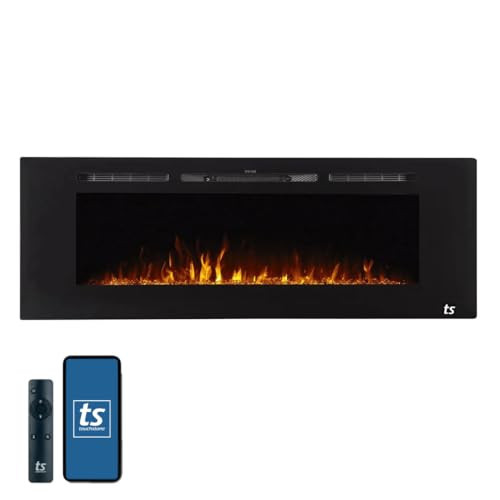 Touchstone Smart Electric Fireplace-The Sideline 60" Wide-in Wall Recessed - 30 Realistic Ember Color/Flame Options - 1,500W Heater w/Thermostat - Log & Crystal Hearth Options - Alexa/WiFi Enabled | Amazon (US)