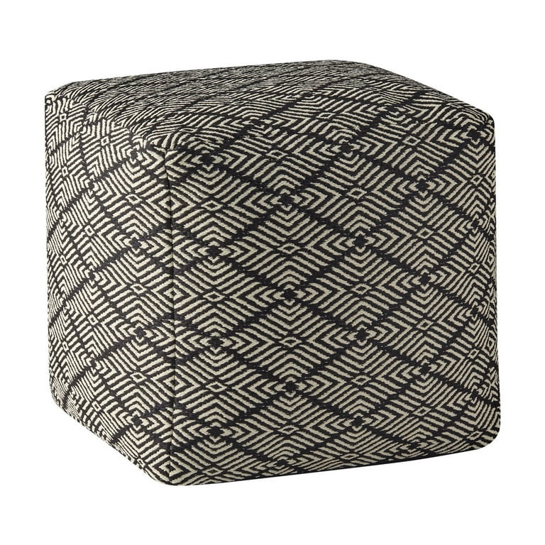 Better Homes & Gardens 16" x 16", Black & Ivory, Diamond Outdoor Pouf | Walmart (US)