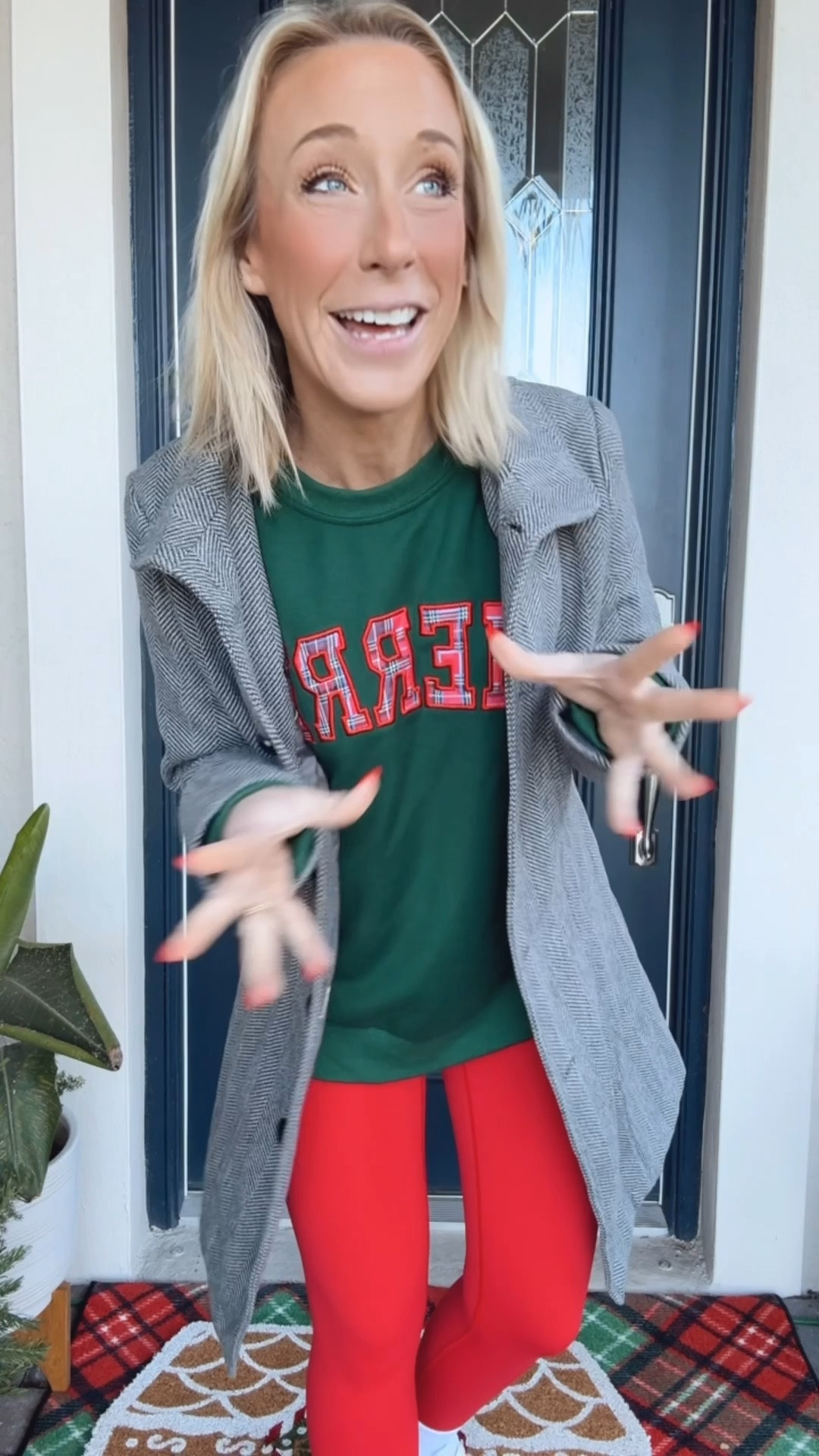 Very merry today for my bus stop ootd:
• sweatshirt - size medium. 
• leggings - size small. 
• coat - size small. 
• sneakers - tts  

#LTKHoliday #LTKSeasonal #LTKootd