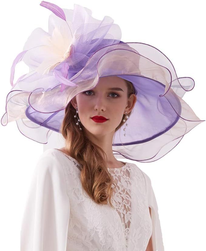 Women Kentucky Derby Hat Organza Hats Two Wear Ways,Hat Flower Can Be Used As a Headwear | Amazon (US)