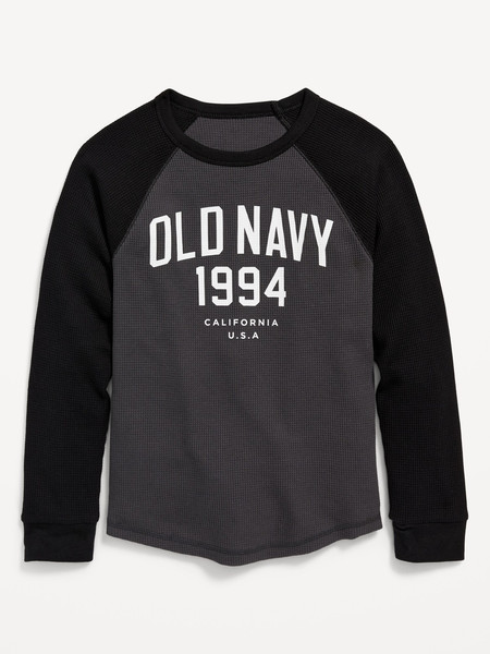 Long-Sleeve Logo-Graphic Thermal-Knit T-Shirt for Boys | Old Navy (US)