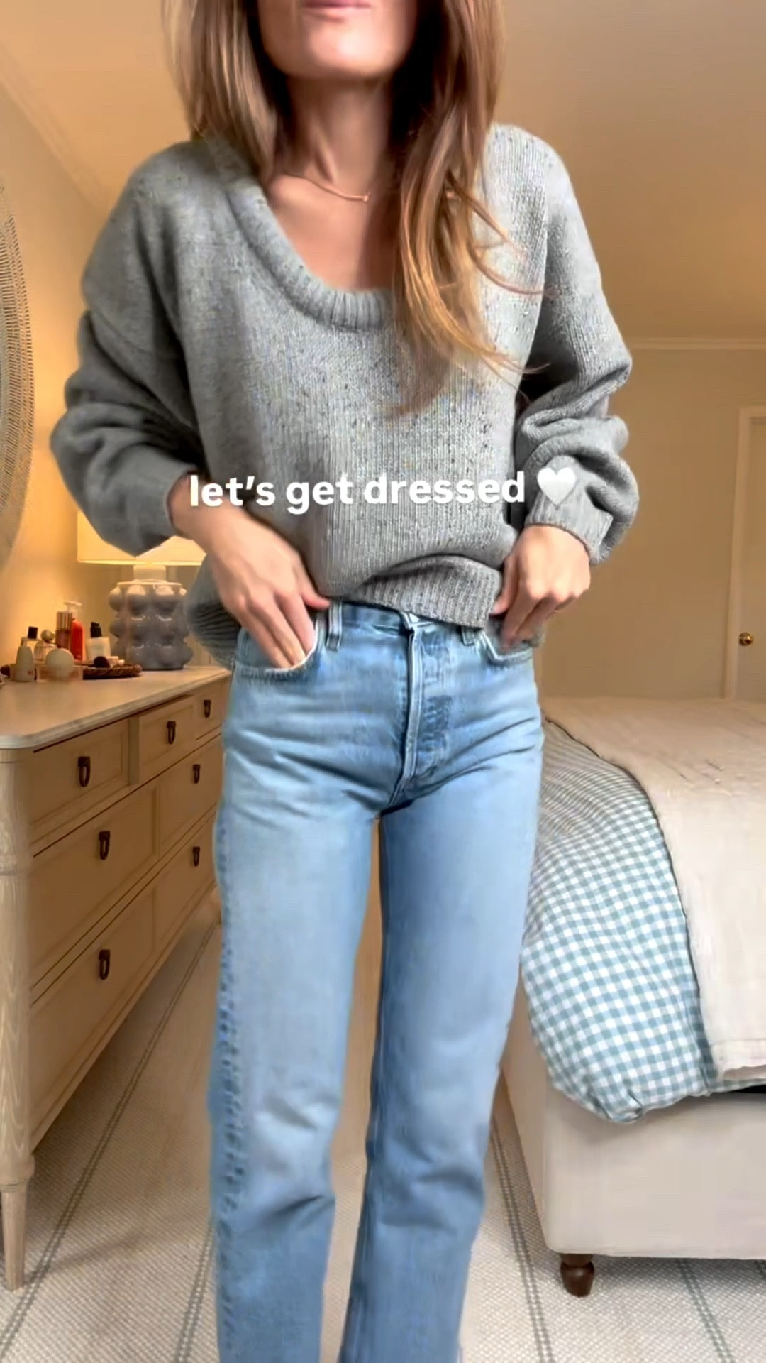 Happy Monday, friends! 🤍 Hope you had a great weekend!

💫  bohme Fern Relaxes sweater. This grey sweater is soo fun with its deep scoop neckline and under $70!!! Also comes in ivory. I'm in my true size - a small. • The jeans? Agolde 90’s…If you’ve been here a little while you probably already knew the answer 😆 the perfect straight leg, vintage inspired wash, to pair with all your favorite sweaters and coats. Wearing my true size 25 • Loeffler Randall Landon Caramel ballet flats are gorgeous. I love the see through mesh and the cute bow to elevate the shoe. • And I’m obsessed with how my brown Liffner suede bag instantly makes the whole outfit feel cozy and fall-ready.

My white tee is J. Crew and sold out so I added a few good alt options. 

#LTKFindsUnder100 #LTKStyleTip #LTKSeasonal