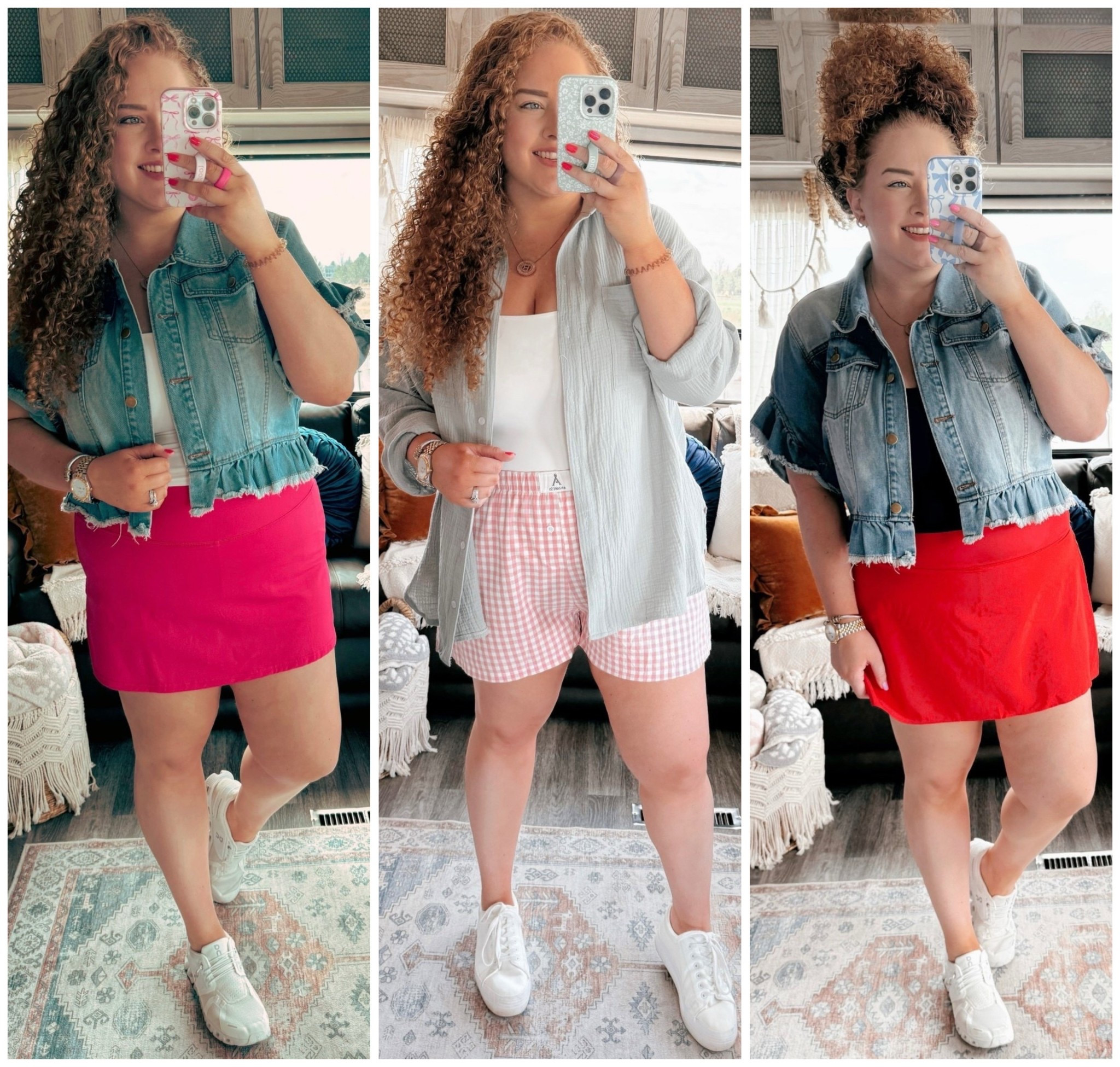 Three Amazon casual outfits I’m reaching for on repeat 🖤 Easy, comfy, and still so cute 🤩Proof that laid-back can still serve 😍 black tank top | black sports tank | amazon tank top | amazon black tank top | tank top with built in bra | amazon lululemon dupe | amazon lululemon skirt dupe | skirt | amazon skirt | amazon red skirt | amazon athletic skirt | lululemon skirt dupe | on cloud tennis shoes | white on cloud tennis shoes | on cloud 5 | Amazon athletic outfit | amazon athletic finds | amazon outfit | amazon gym | amazon finds | amazon must haves | amazon spring outfit | amazon spring fashion | amazon spring look | denim jacket | amazon denim jacket | boxer shorts | amazon boxer shorts | plaid boxers | white tank top | amazon white tank top | blue button down | amazon blue button down | sneaker | amazon sneaker | white sneakers | amazon white sneakers | pink skort | amazon pink skort  

#LTKSummerEdit #LTKStyleTip #LTKMidsize