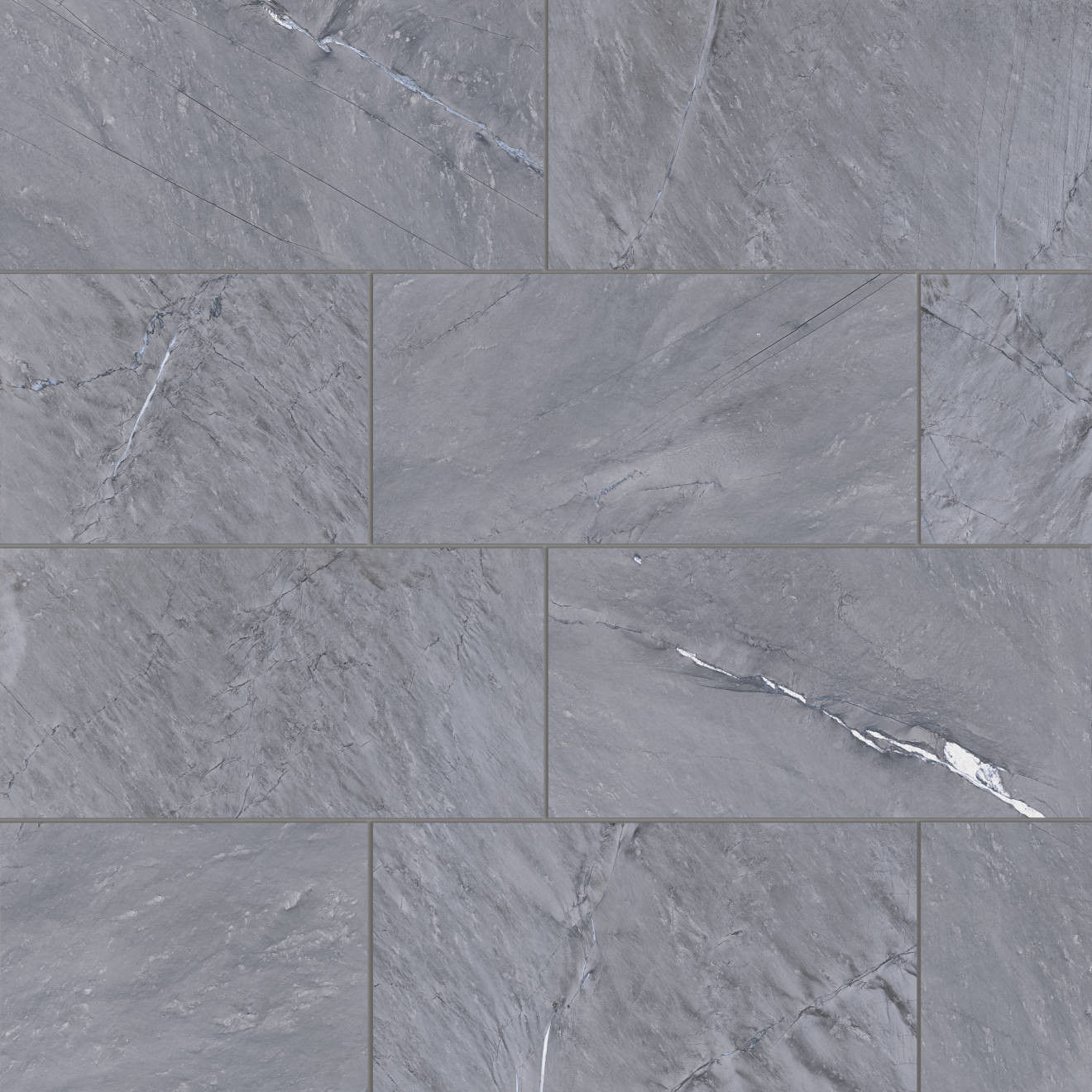 Prati 12" x 24" Polished Field Tile in Breccia Grey | Bedrosians Tile and Stone