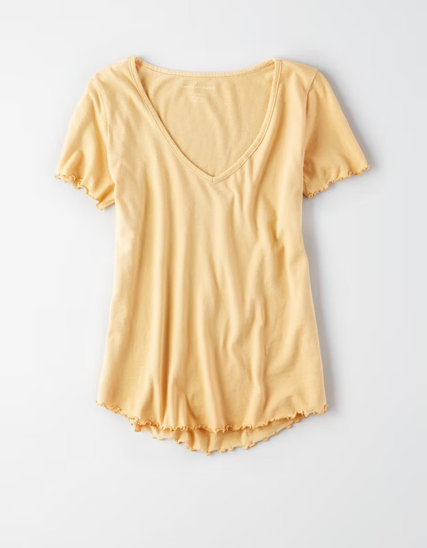 AE Lettuce Edge V-Neck T-Shirt | American Eagle Outfitters (US & CA)