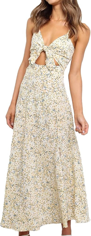 Women Floral Dress Off Shoulder Dress Maxi Dress Backless Dress for Women Slit Dress Cocktail Dre... | Amazon (US)
