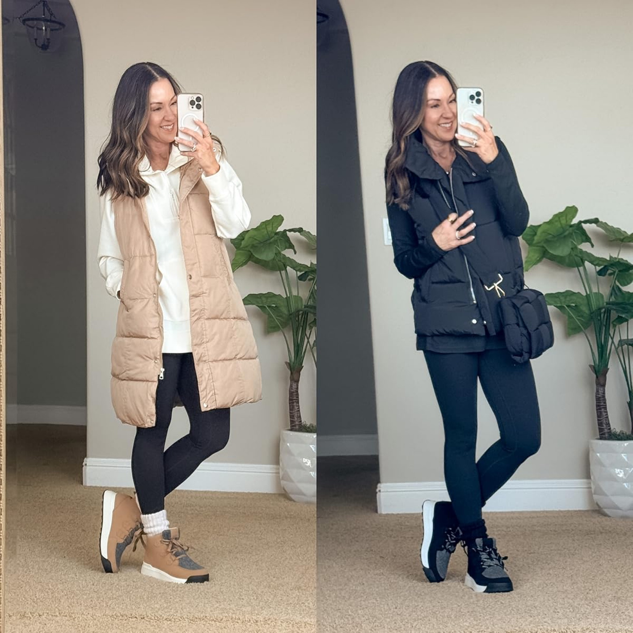 Warm Winter Outfits

For reference I’m 5’1 109lbs wearing a XS leggings 25”, white pullover in S, S long sleeve v neck tunic, S puffer vest!

Cold winter outfit  winter outfits  outfit inspo  jackets  pullover leggings outfit  leggings  winter boots  comfy casual  comfy Outfit  puffer vests  waterproof boots  water resistant boots  boot socks  everydayholly

#LTKOver40 #LTKStyleTip #LTKSeasonal