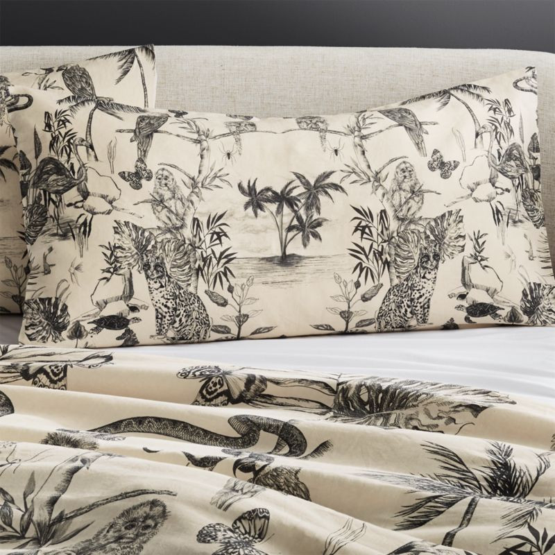 Midnight Jungle Linen King Pillow Shams Set of 2 + Reviews | CB2 | CB2