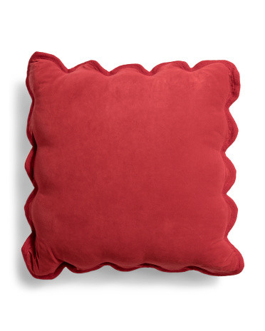 22x22 Cotton Blend Scalloped Velvet Pillow | TJ Maxx
