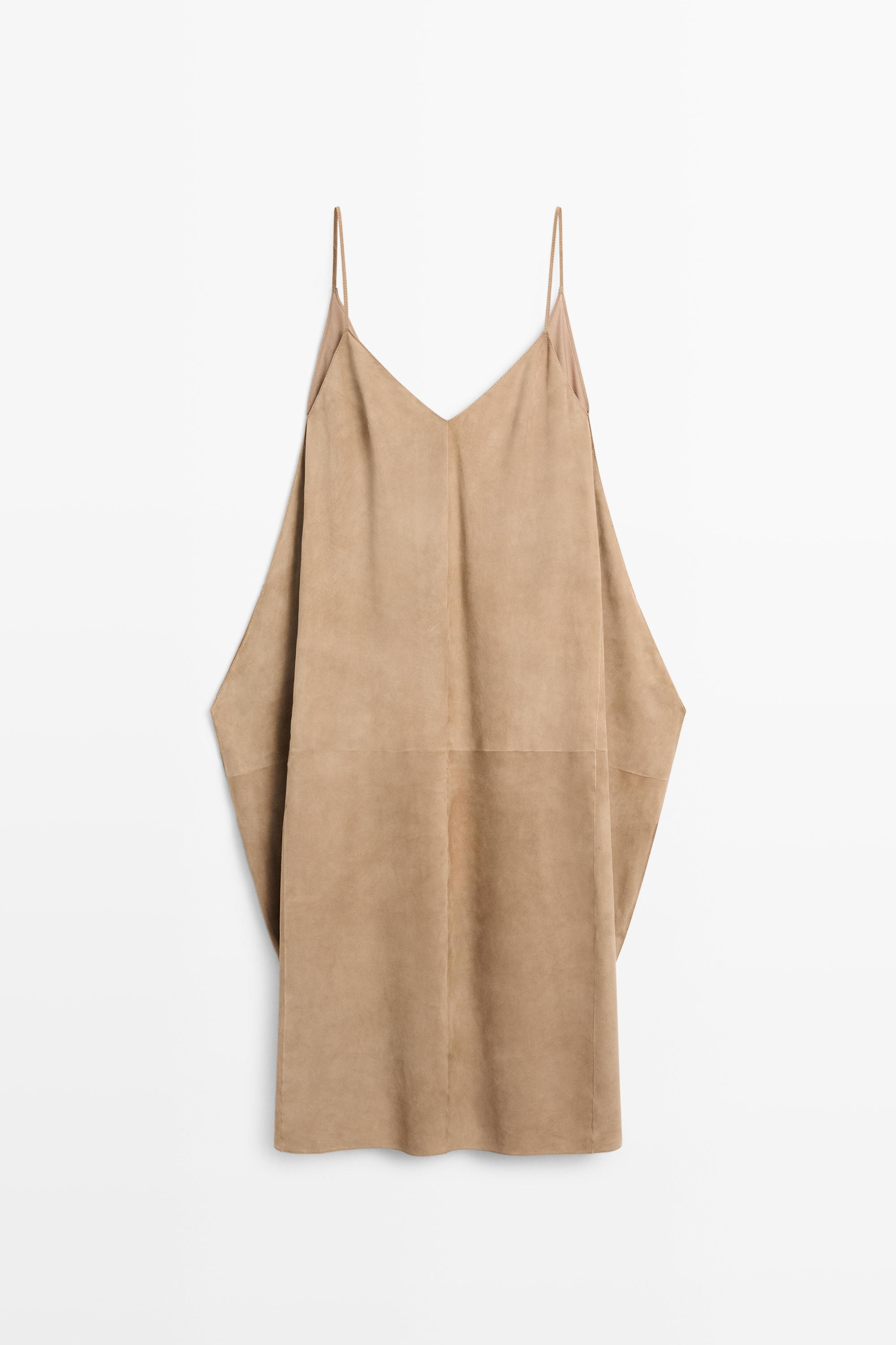 Suede leather combined dress - STUDIO | Massimo Dutti US