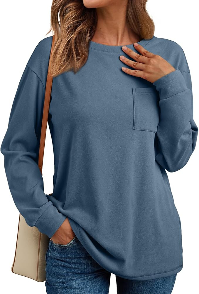 AUTOMET Womens Long Sleeve T Shirts Fall Tops Crewneck Oversized Sweatshirts Winter Cute Clothing... | Amazon (US)