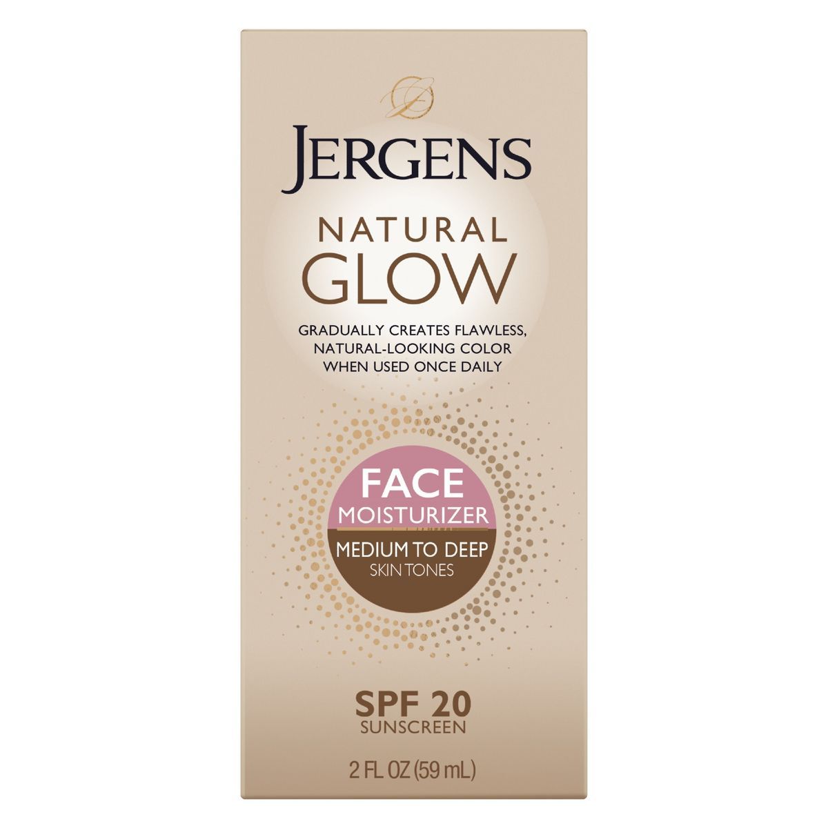 Jergens Natural Glow Face Moisturizer Medium To Deep Tone, Self Tanner, Daily Face Sunscreen - SP... | Target