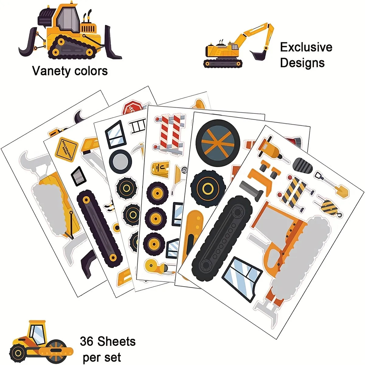 36pcs Make-a-face Stickers,Make Your Own Construction Stickers For Kids,Construction Truck Sticke... | Temu Affiliate Program