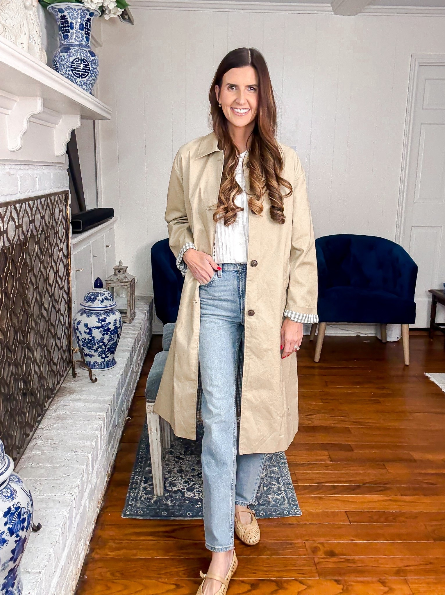 Easy target look and the cutest gingham lined trench coat. 

#LTKootd #LTKOver40