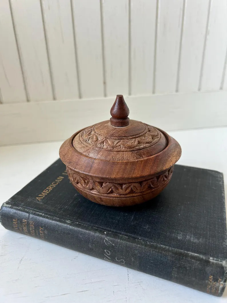 Hand Carved Floral Wooden Box | Petite Trinket Box | Etsy (Global)