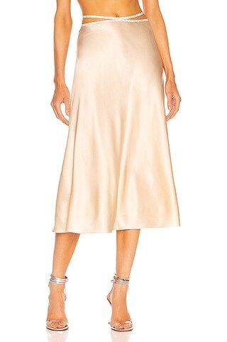 Nue Studio Silk Midi Skirt in Neutral | FWRD 