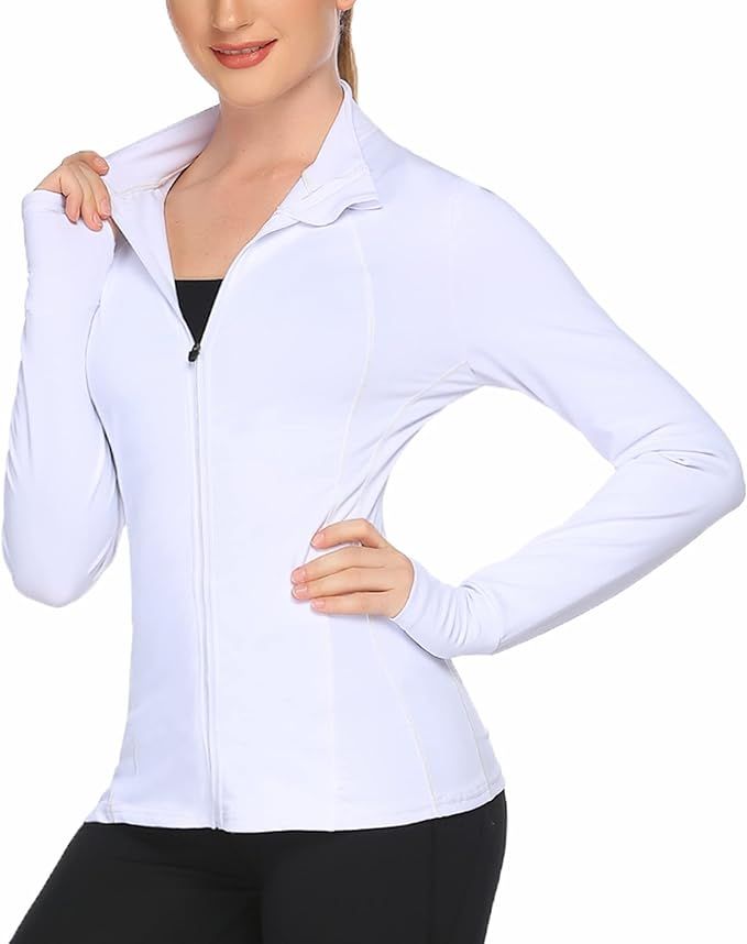 COOrun Women's Workout Jackets Lightweight Running Jacket Full Zip Track Tops Sportswear with Thu... | Amazon (US)