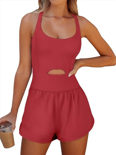 Caracilia Womens Workout Romper Running Short Athletic One Piece Jumpsuits Casual Summer Sets Out... | Amazon (US)
